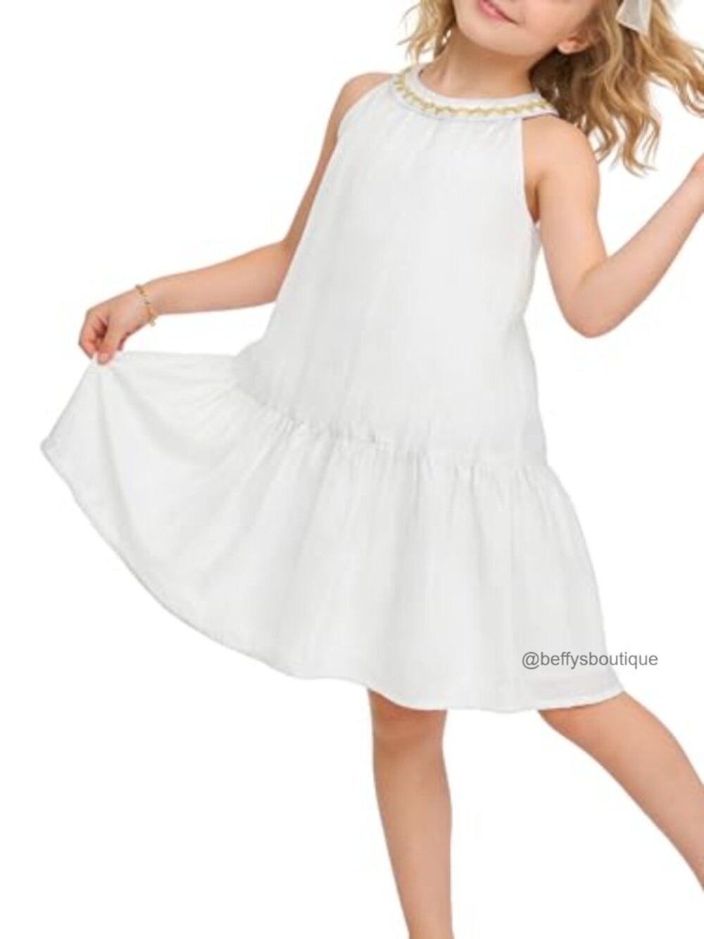 Girls Sleeveless Halter Chiffon Dress with Cotton Lining A-Line Casual Party